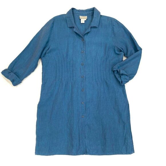 COLDWATER CREEK Linen Tunic Length Button Down Shirt (Sz L) - Picture 1 of 7